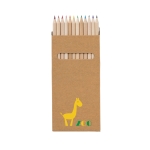 Scatola di cartone con 12 matite colorate promozionali Long color marrone immagine con logo 2