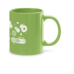 Tazza aziendale in ceramica dal design classico 350ml Basic Colorful color verde chiaro  immagine con logo