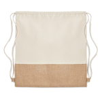 Zainetto promozionale doppio materiale manici lunghi 160g/m² Natural color beige seconda vista
