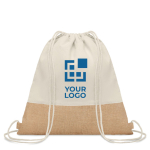 Zainetto promozionale doppio materiale manici lunghi 160g/m² Natural color beige vista area di stampa