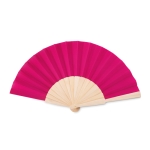 Ventaglio personalizzato in legno e policotone colorato Woodster color fucsia