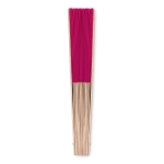 Ventaglio personalizzato in legno e policotone colorato Woodster color fucsia seconda vista