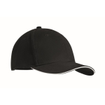Cappelli baseball 6 pannelli cotone pettinato regolabile Cottonstyle color bianco/nero