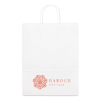 Shopper personalizzate in carta kraft bianca da 90 g/m² Retail color bianco immagine con logo 2