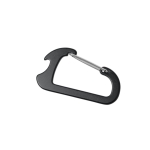 Apribottiglie promozionale a forma di moschettone d'alluminio AluClip color nero