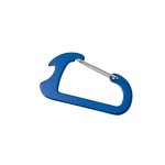 Apribottiglie promozionale a forma di moschettone d'alluminio AluClip color blu