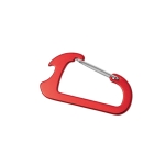 Apribottiglie promozionale a forma di moschettone d'alluminio AluClip color rosso