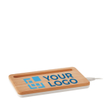 Caricatore wireless personalizzato in bambù con supporto 5W Tray vista area di stampa