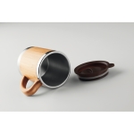 Tazza termica da viaggio in bambù e acciaio con logo 300ml Natural color legno quarta vista