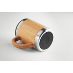 Tazza termica da viaggio in bambù e acciaio con logo 300ml Natural color legno quinta vista