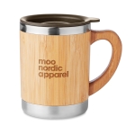 Tazza termica da viaggio in bambù e acciaio con logo 300ml Natural color legno vista principale