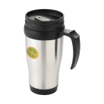 Bicchiere termico take away con manico colorato 400ml Barista color nero vista con stampa tampografica
