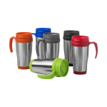 Bicchiere termico take away con manico colorato 400ml Barista color blu terza vista