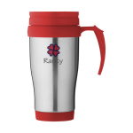Bicchiere termico take away con manico colorato 400ml Barista color rosso seconda vista con stampa in tampografia