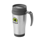 Bicchiere termico take away con manico colorato 400ml Barista color grigio vista con stampa tampografica