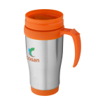 Bicchiere termico take away con manico colorato 400ml Barista color arancione vista con stampa tampografica
