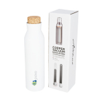 Bottiglia personalizzata con tappo in sughero 590ml Avenue Park color bianco vista con stampa tampografica