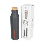 Bottiglia personalizzata con tappo in sughero 590ml Avenue Park color titanio vista con stampa tampografica
