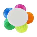 Set evidenziatori promozionali a forma di fiore 5 colori Flower color bianco seconda vista frontale