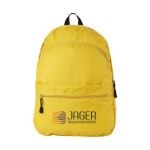 Zaino promozionale tanti colori doppio scomparto tasca frontale Teens color giallo seconda vista con stampa in serigrafia