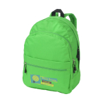 Zaino promozionale tanti colori doppio scomparto tasca frontale Teens color verde chiaro  seconda vista con stampa in serigrafia