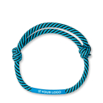 Braccialetto cilindrico bicolore regolabile in poliestere con logo Cord color azzurro vista area di stampa