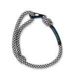 Braccialetti bicolore promozionali con moschetone di metallo Cord Clip color nero vista area di stampa