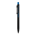 Penna in alluminio con finitura opaca pulsante colorato inchiostro blu color blu reale immagine con logo
