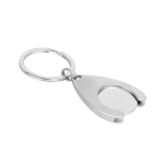 Portachiavi con logo in metallo con gettone carrello spesa Cartcoin color argento opaco