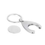 Portachiavi con logo in metallo con gettone carrello spesa Cartcoin color argento opaco terza vista