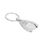 Portachiavi con logo in metallo con gettone carrello spesa Cartcoin color argento opaco immagine con logo