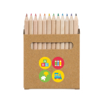 Scatola di cartone con 12 matite colorate personalizzate color naturale immagine con logo 2
