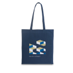 Colorate shopper dai  manici lunghi in cotone da 100 g/m2 Eco Color L color blu mare immagine con logo