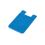 Portatessere personalizzato con adesivo retro smartphone SiliconCase color azzurro