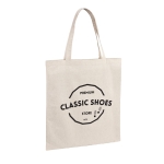 Shopper in cotone con manici lunghi 140 g/m² Eco Plus color beige immagine con logo