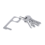 Portachiavi anticontatto promozionale in acciaio inox con anello Key color argento