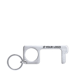 Portachiavi anticontatto promozionale in acciaio inox con anello Key vista area di stampa