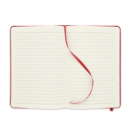 Taccuini promoizonali A5 con elastico pagine a righe riciclate RPET color rosso quarta vista