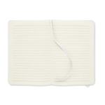 Taccuini promoizonali A5 con elastico pagine a righe riciclate RPET color bianco quarta vista
