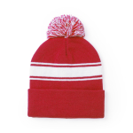 Cappello invernale tanti colori con fasce bianche e risvolto PomPon prima vista