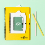 Block notes personalizzato A4 spirale e penna pagine neutre ECOriginal