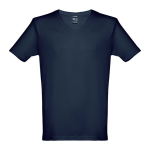 T-shirt scollo a V taglio regolare in jersey cotone 150g/m² THC Athens color blu scuro prima vista