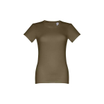 T-shirt aderente donna con logo in jersey di cotone 190g/m² THC Ankara color verde militare prima vista