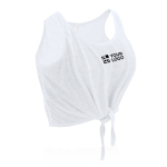 Crop top da donna con nodo in in morbido poliestere 130 g/m² vista area di stampa