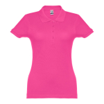 Polo aderente da donna in 100% cotone piquet cardato 195 g/m² THC Eve color rosa