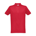 Polo uomo con logo in cotone piquet e poliestere 200 g/m² THC Berlin color rosso prima vista