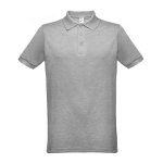 Polo uomo con logo in cotone piquet e poliestere 200 g/m² THC Berlin color grigio jeansato prima vista