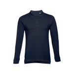 Polo uomo a maniche lunghe in cotone piquet cardato 210 g/m² THC Bern color blu prima vista