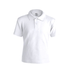 Polo per bambini con logo scuola in cotone piquet 180 g/m² Keya color bianco prima vista