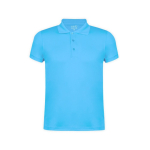 Polo tecnica in poliestere traspirante 180g/m² con 3 bottoni MKT color azzurro prima vista